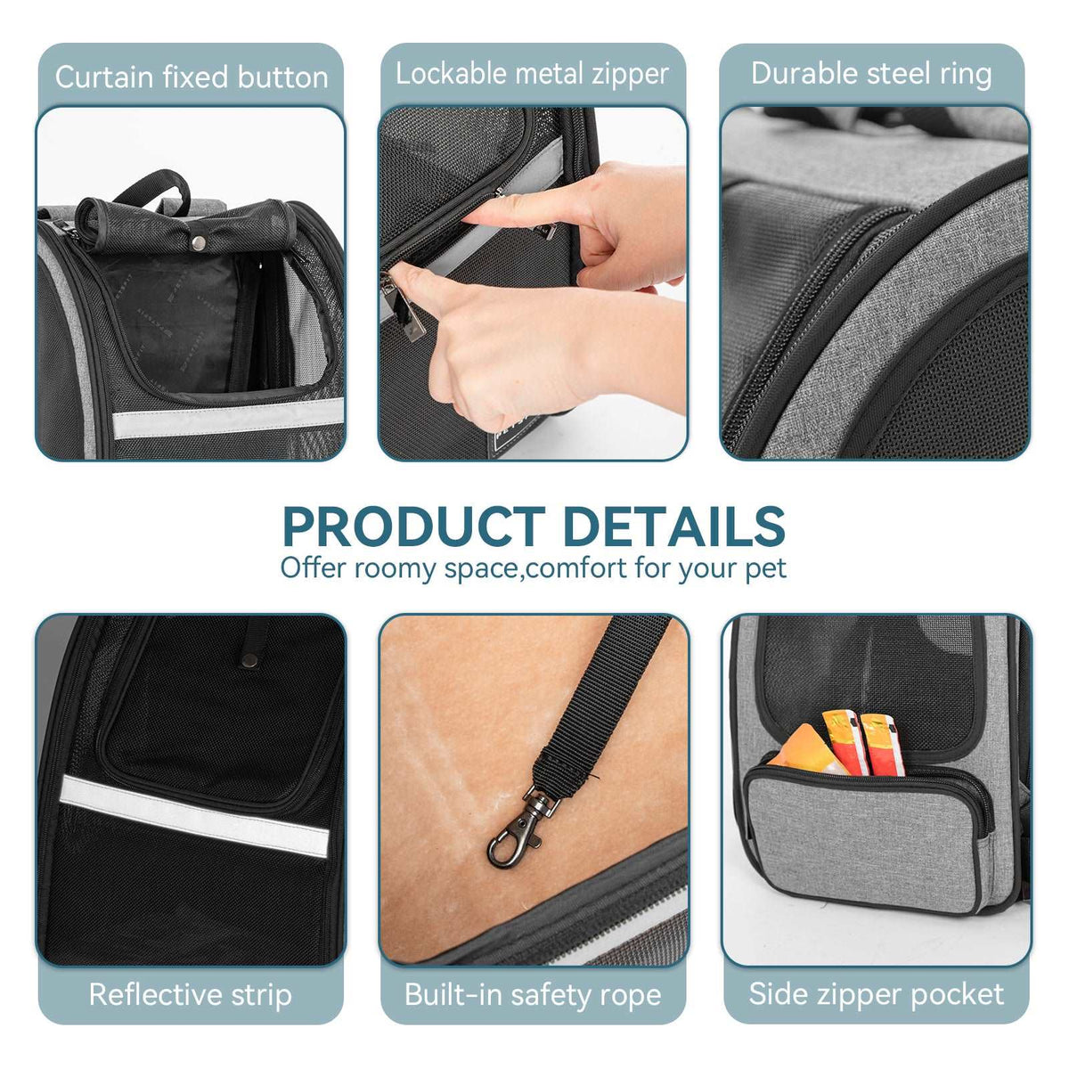 PETSFIT Dog and Cat Backpack Carrier Expandable with Great Ventilation — view 7