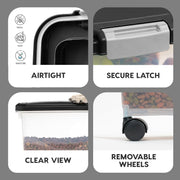 Airtight Dog Food Storage Container, Attachable Wheels, Black — view 4